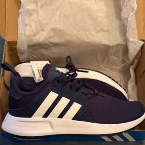 Adidas Women's Navy and White Sneakers